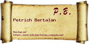 Petrich Bertalan névjegykártya